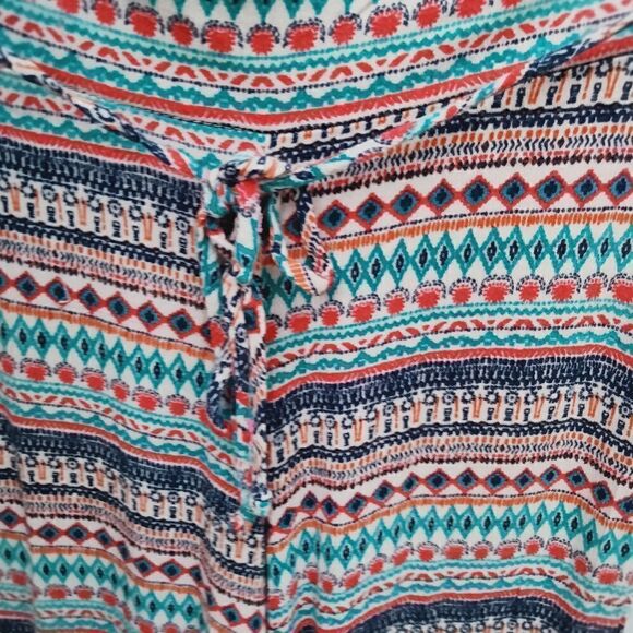 No Boundaries Wide Leg Printed Pants Size XS (1) Front String Tie Navy Red - Picture 7 of 7